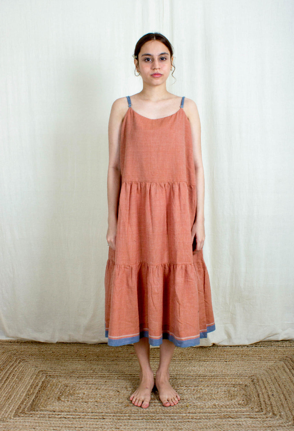 Sorin- Mix Match Embroidered Dress With Sleeveless Selvedge Slip - Karnam