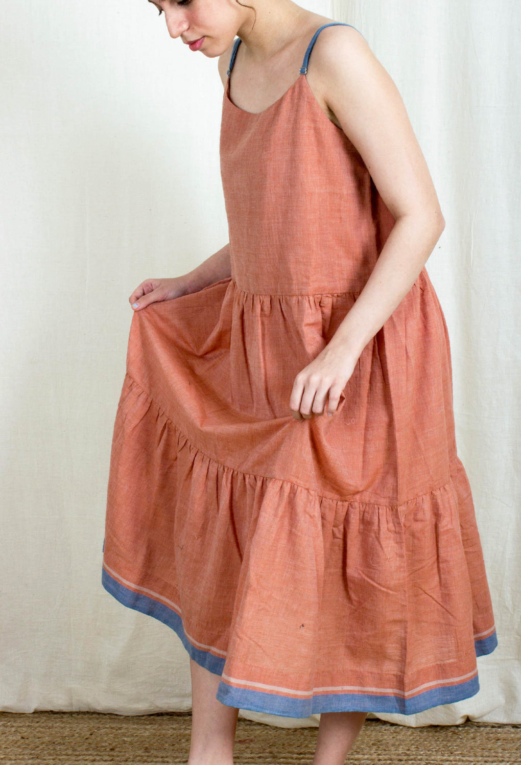 Sorin- Mix Match Embroidered Dress With Sleeveless Selvedge Slip - Karnam