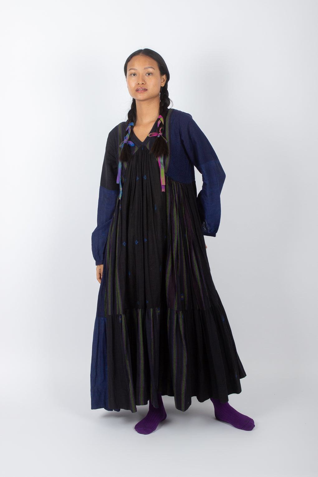 Retusa: Handwoven Jamdani Tiers Maxi Dress