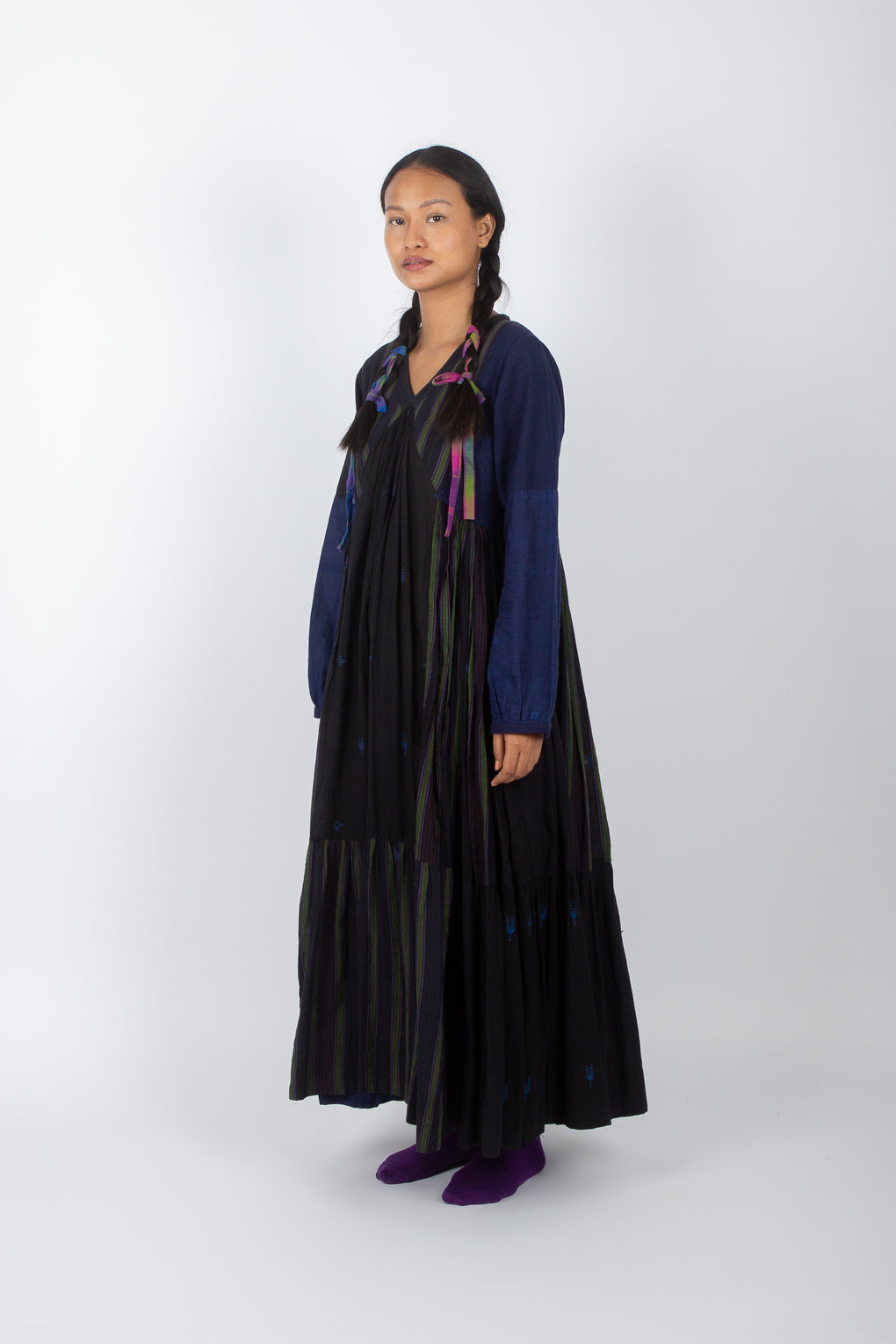 Retusa: Handwoven Jamdani Tiers Maxi Dress