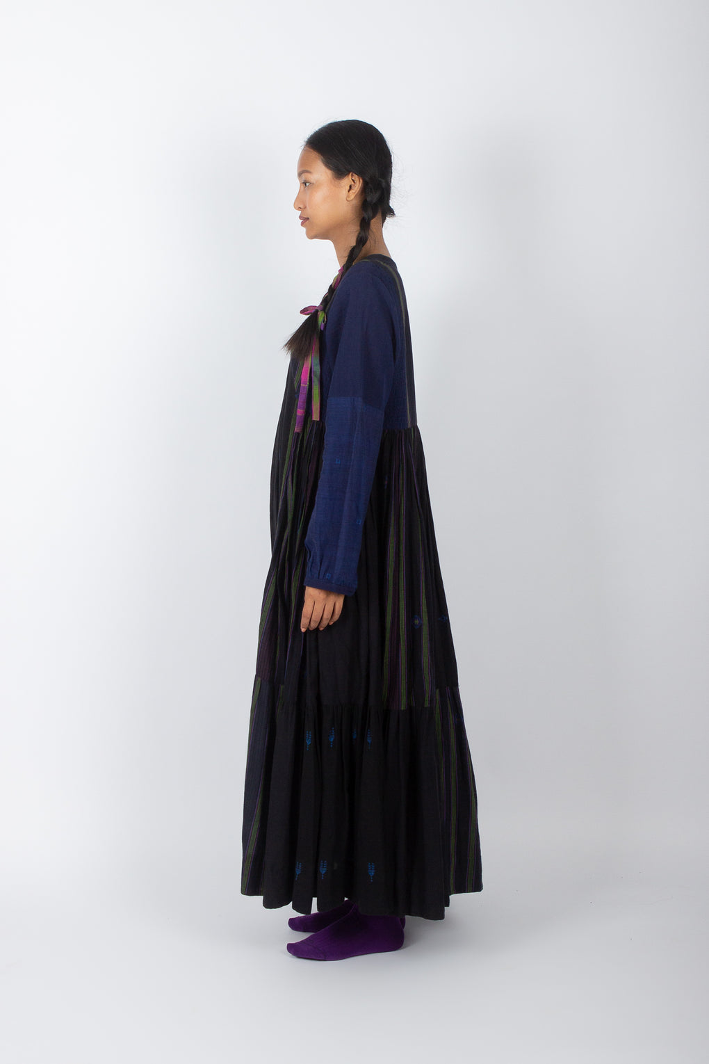 Retusa: Handwoven Jamdani Tiers Maxi Dress