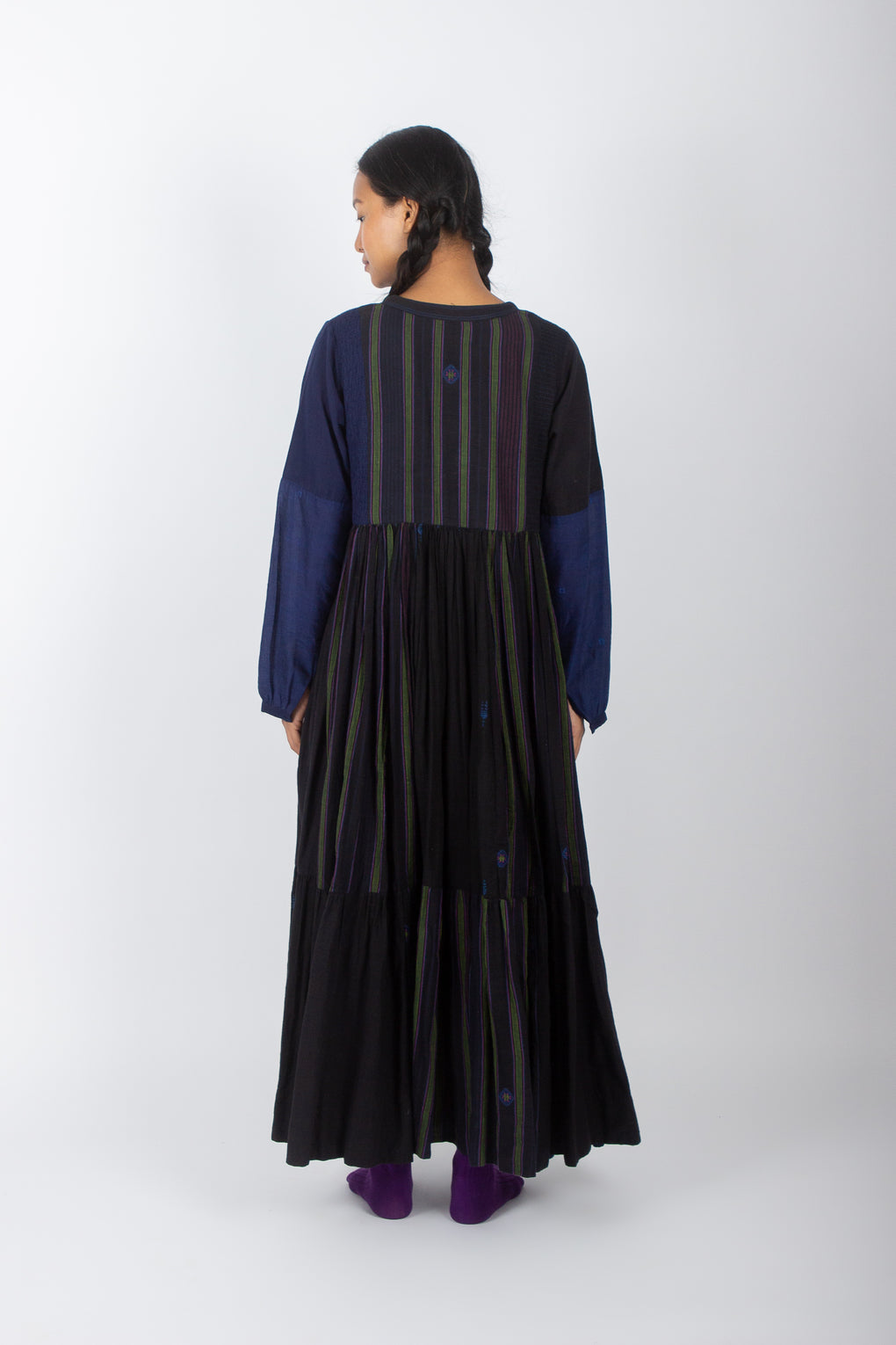 Retusa: Handwoven Jamdani Tiers Maxi Dress