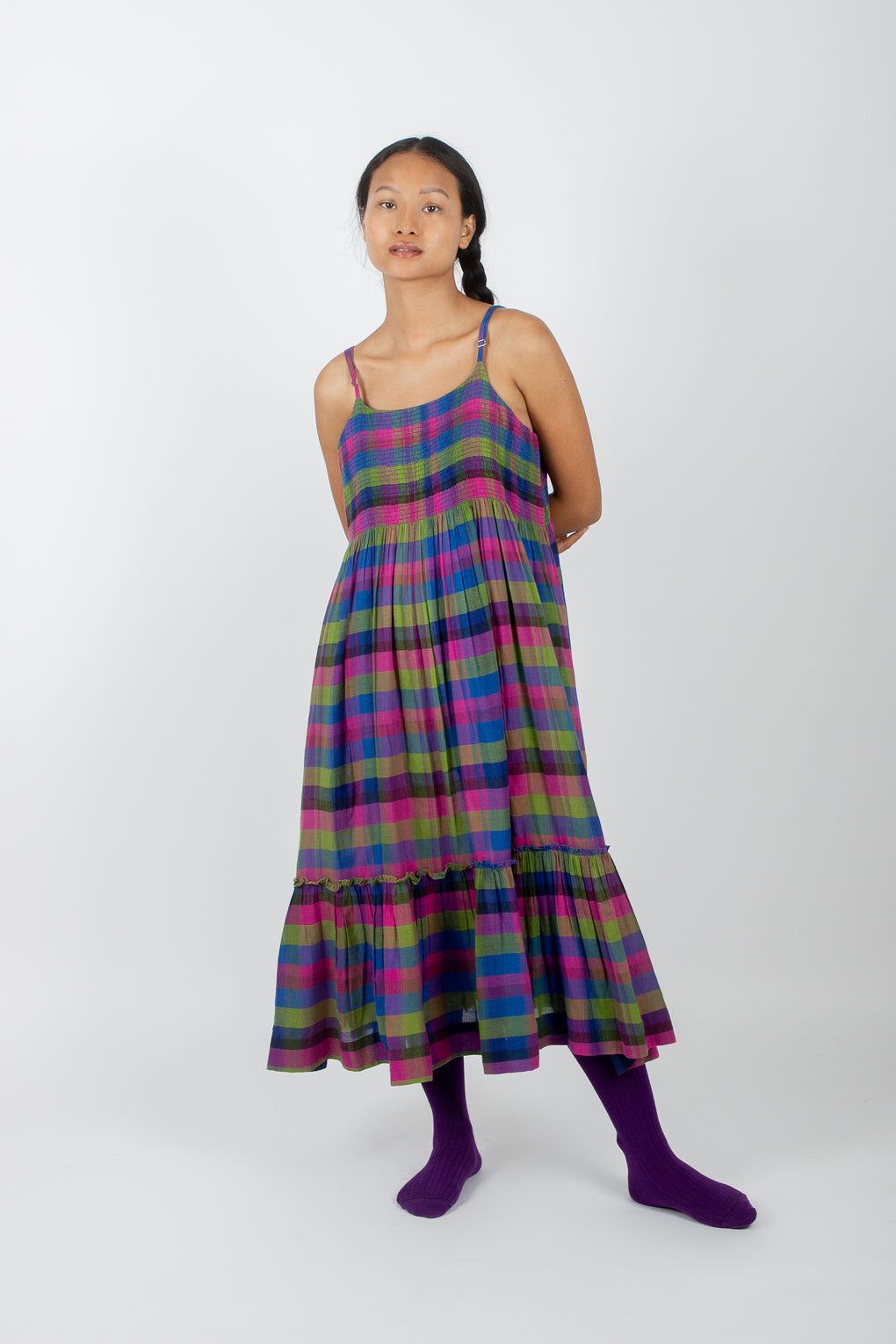 Opalus: Handwoven Madras Checks Slip Dress