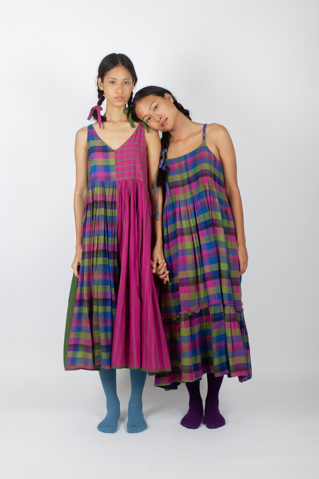 Opalus: Handwoven Madras Checks Slip Dress