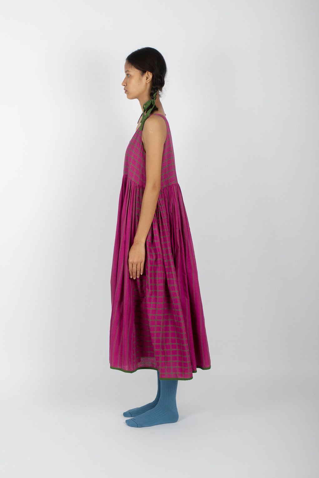 Palmatum: Handwoven Madras Checks Sleeveless Dress