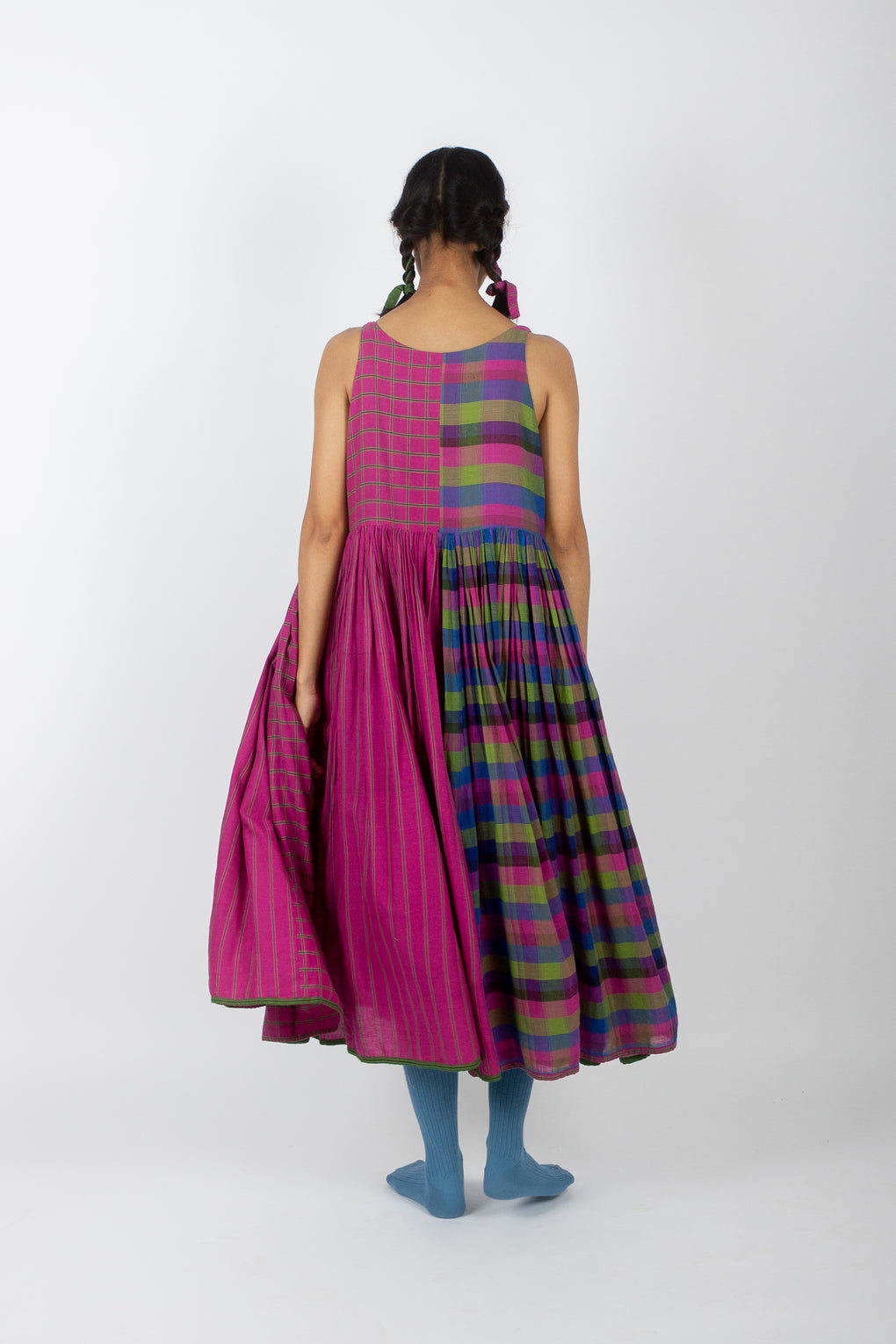 Palmatum: Handwoven Madras Checks Sleeveless Dress