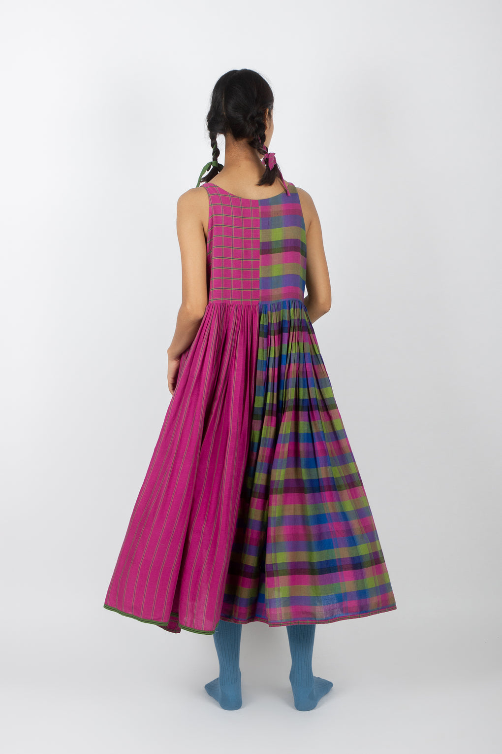Palmatum: Handwoven Madras Checks Sleeveless Dress