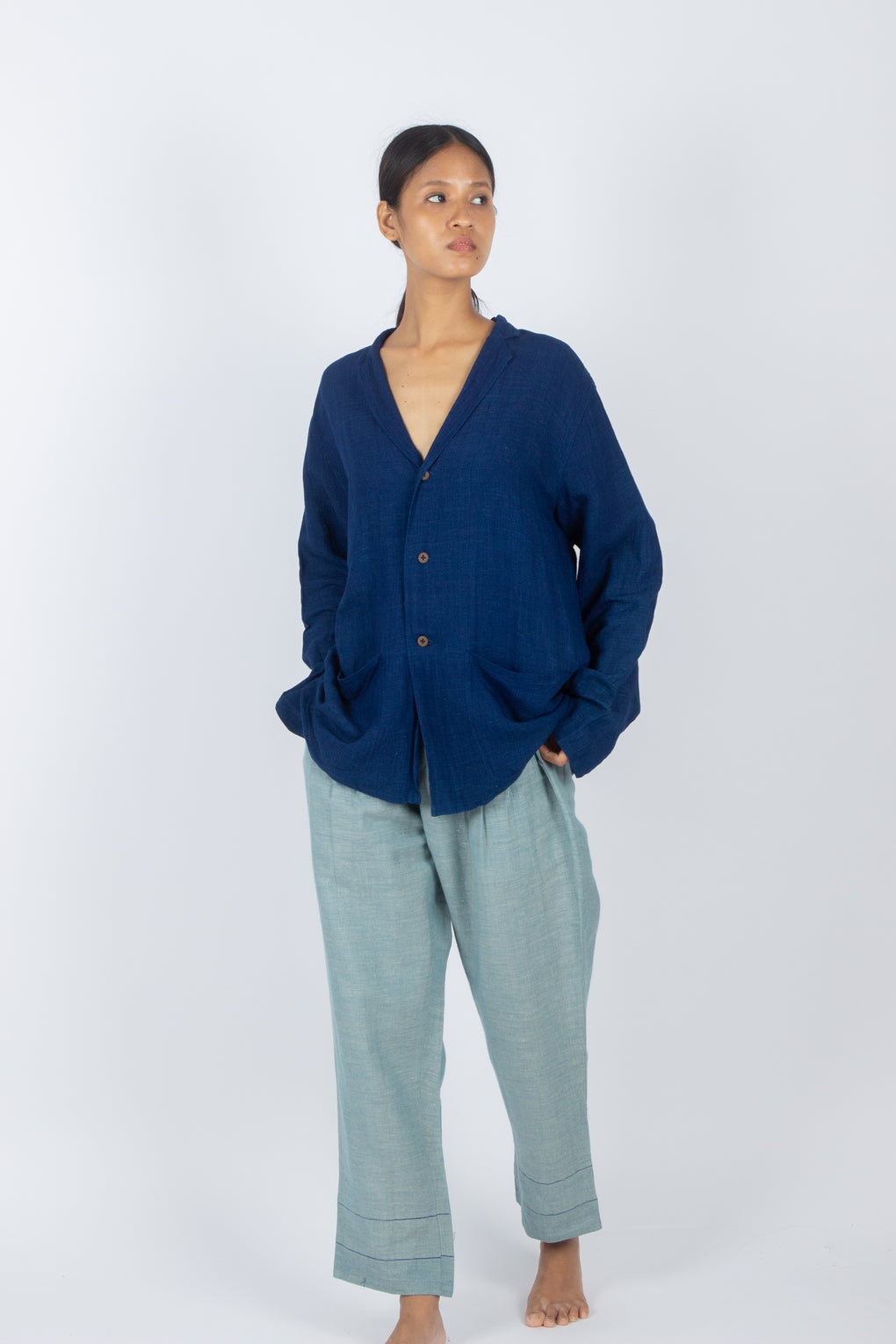 Lactarius - Hand Dyed Natural Indigo Summer Blazer