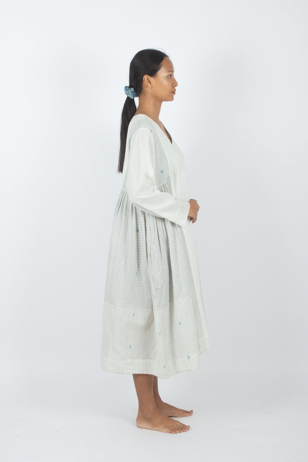 Cusia - Timeless Relax Fit White Jamdani Dress