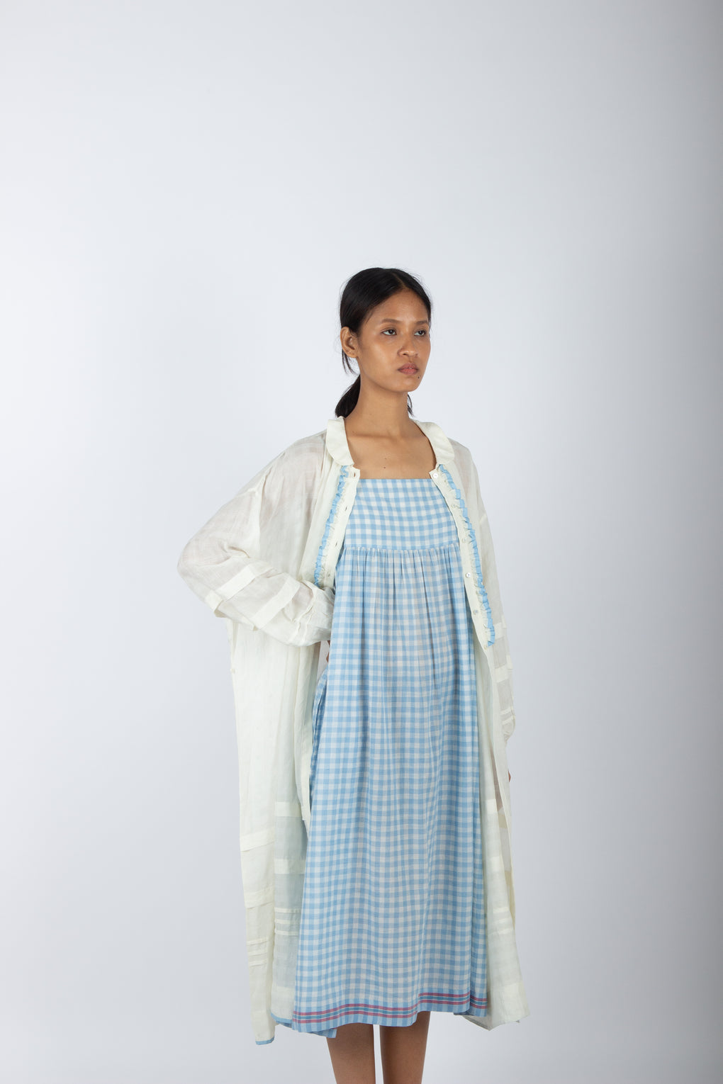 Seer Pleated Shrug Dress with slip