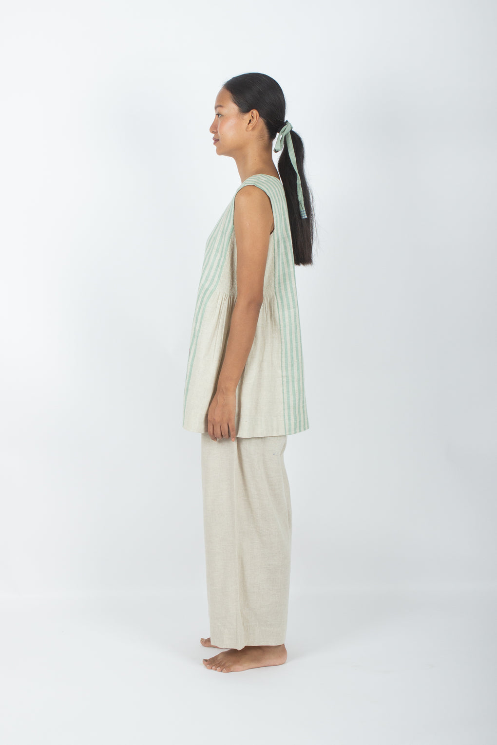 Nishihama - Natural Cotton Linen Handloom Top
