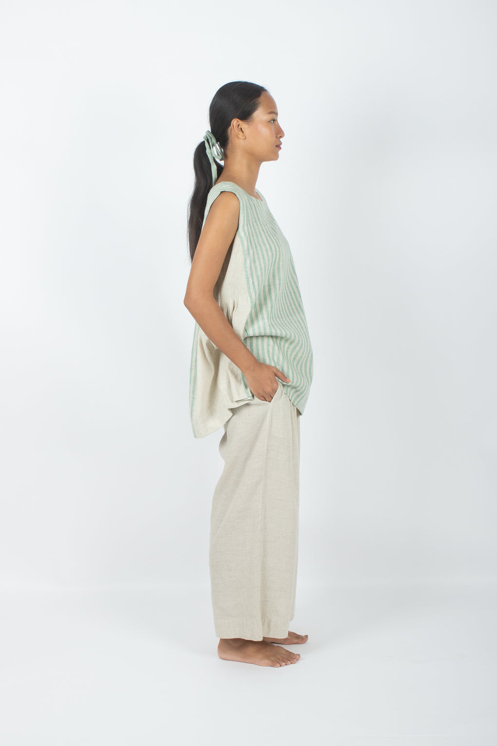 Nishihama - Natural Cotton Linen Handloom Top