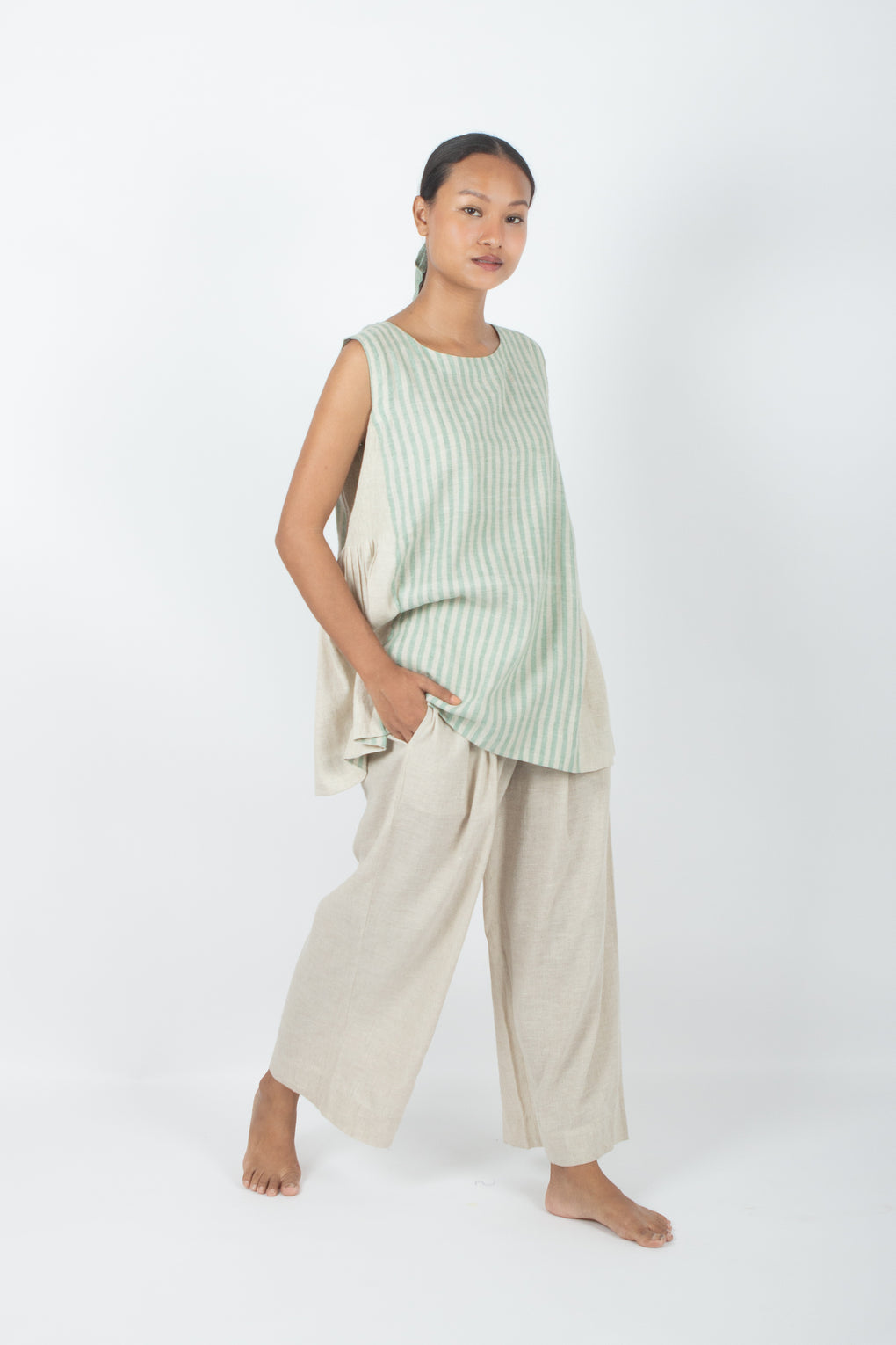 Nishihama - Natural Cotton Linen Handloom Top