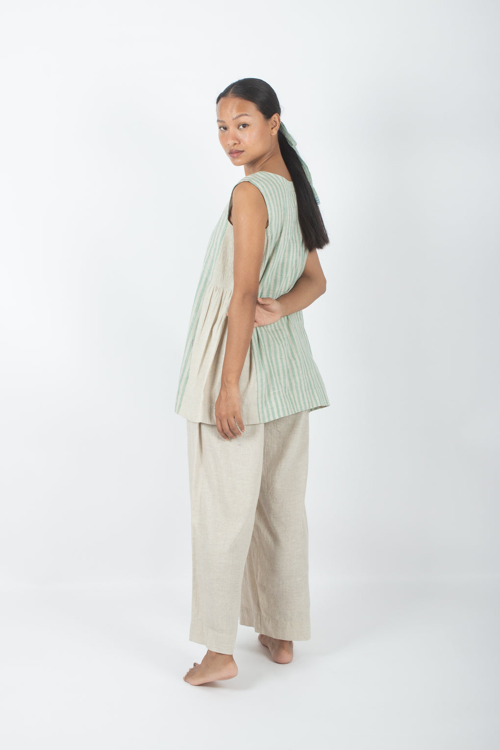 Nishihama - Natural Cotton Linen Handloom Top