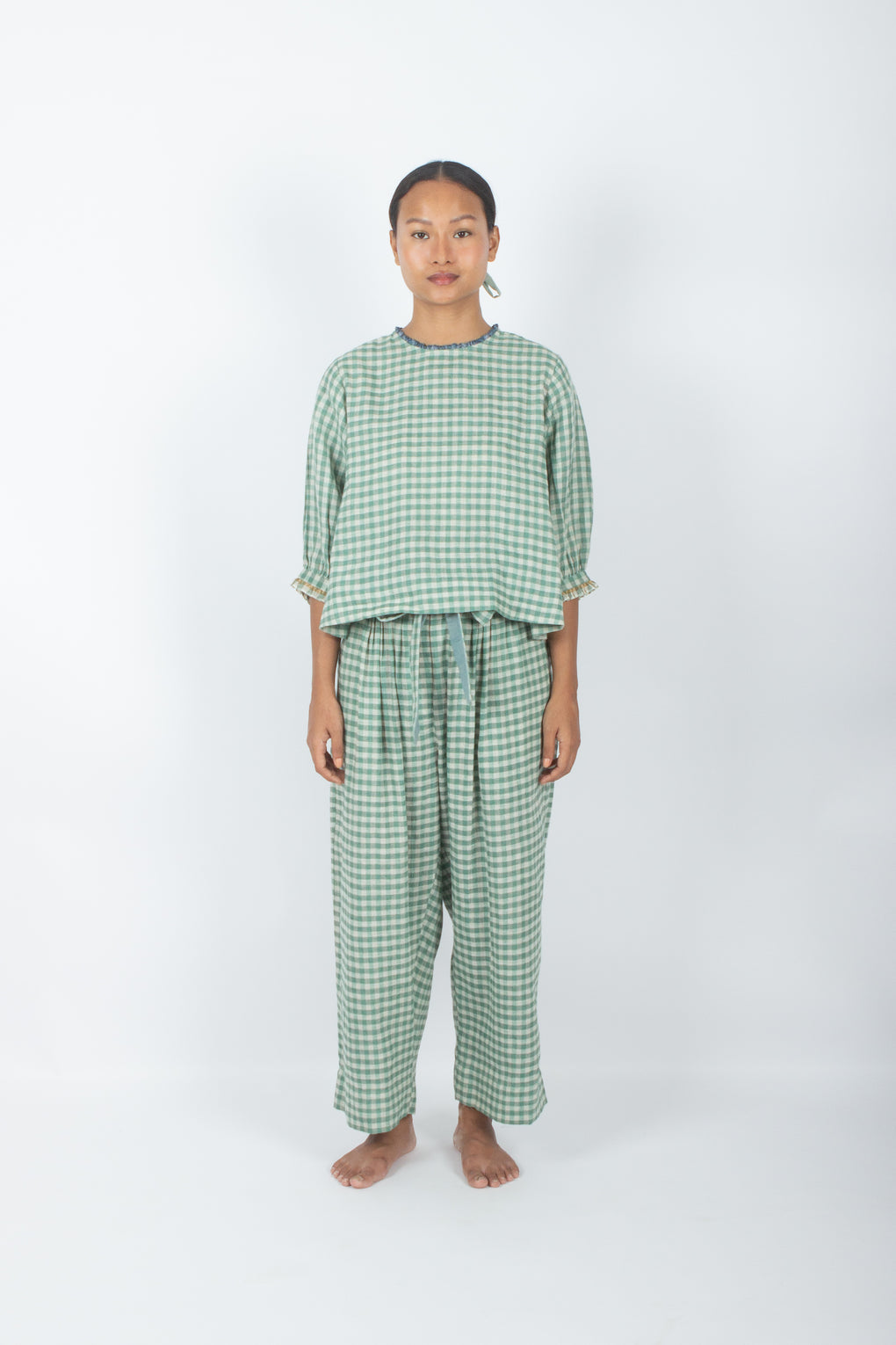 Kourou - Gingham Handwoven Cotton Linen cord set