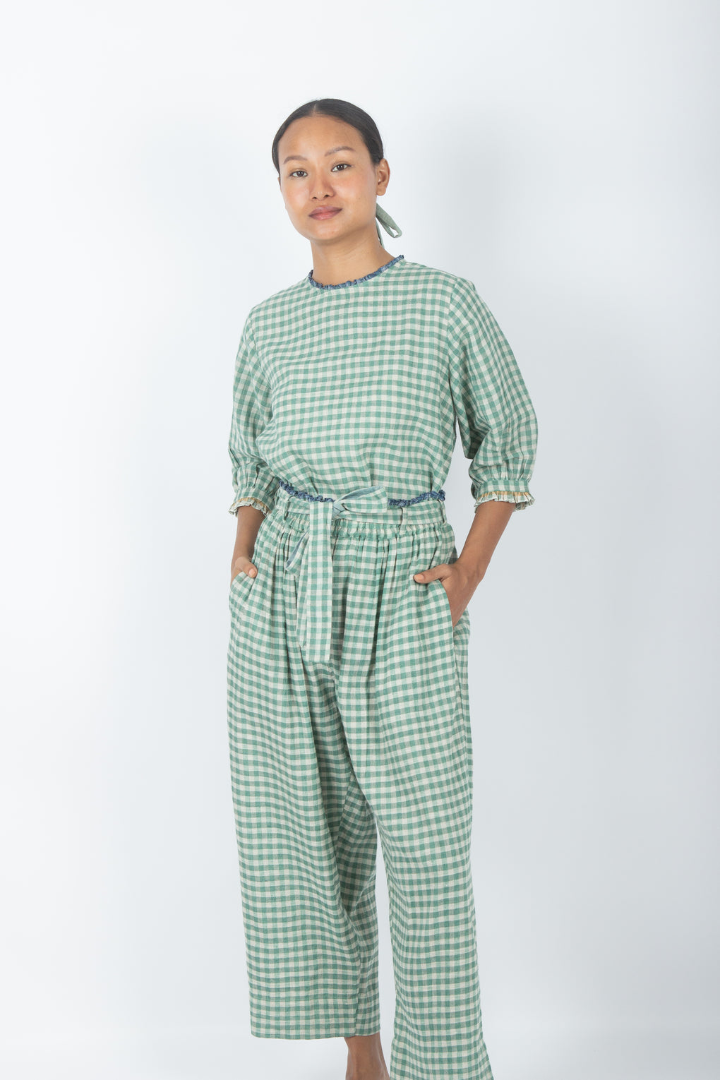 Kourou - Gingham Handwoven Cotton Linen cord set