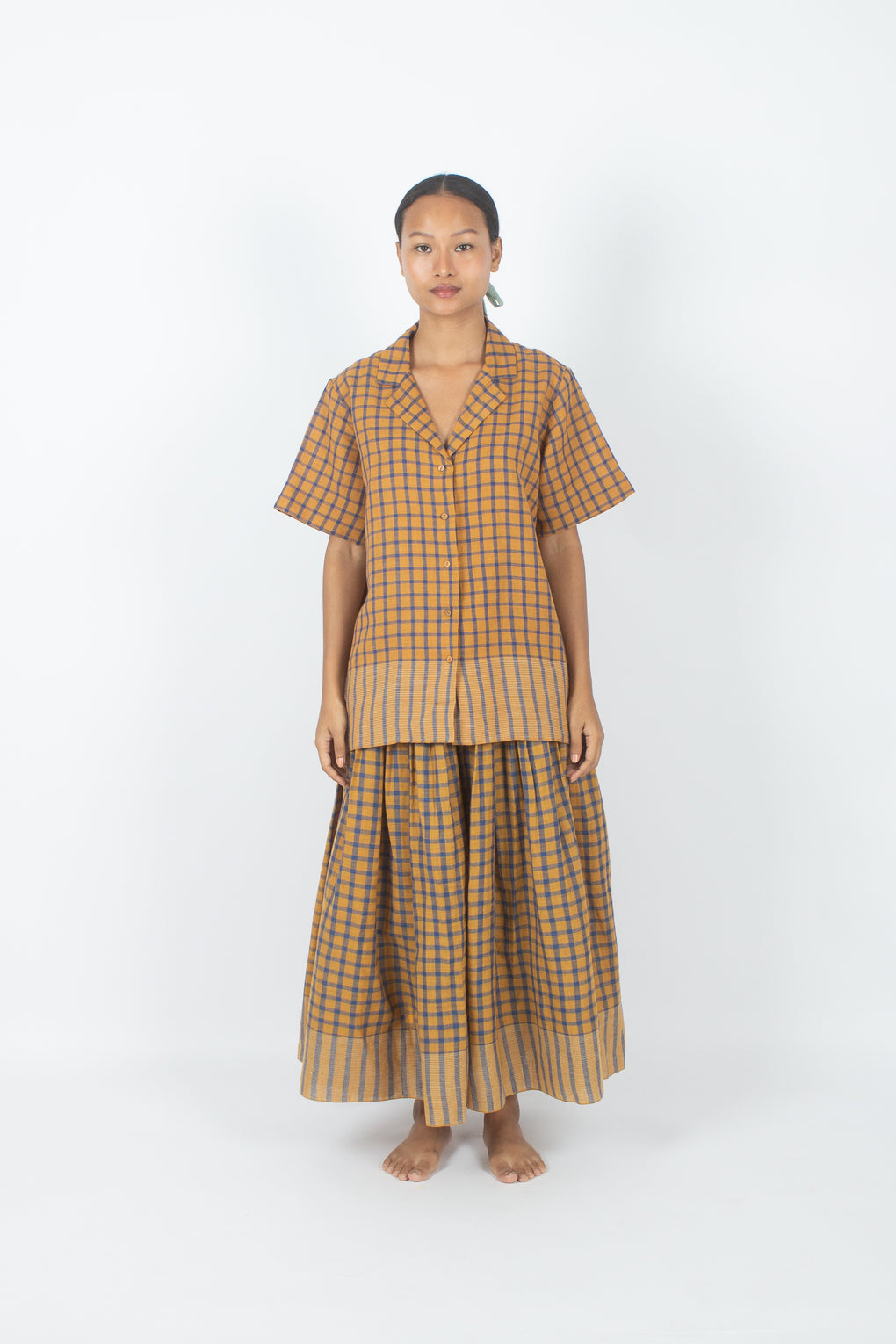 Benagil - Handwoven cotton Linen Checkered Shirt & Skirt