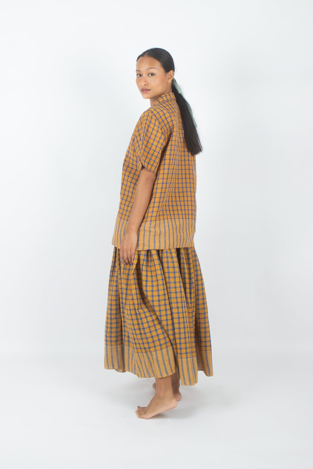 Benagil - Handwoven cotton Linen Checkered Shirt & Skirt