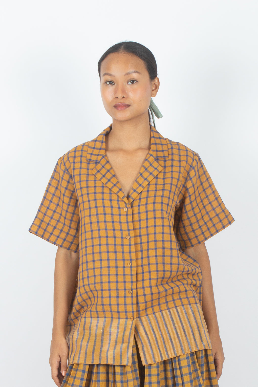 Benagil - Handwoven cotton Linen Checkered Shirt & Skirt