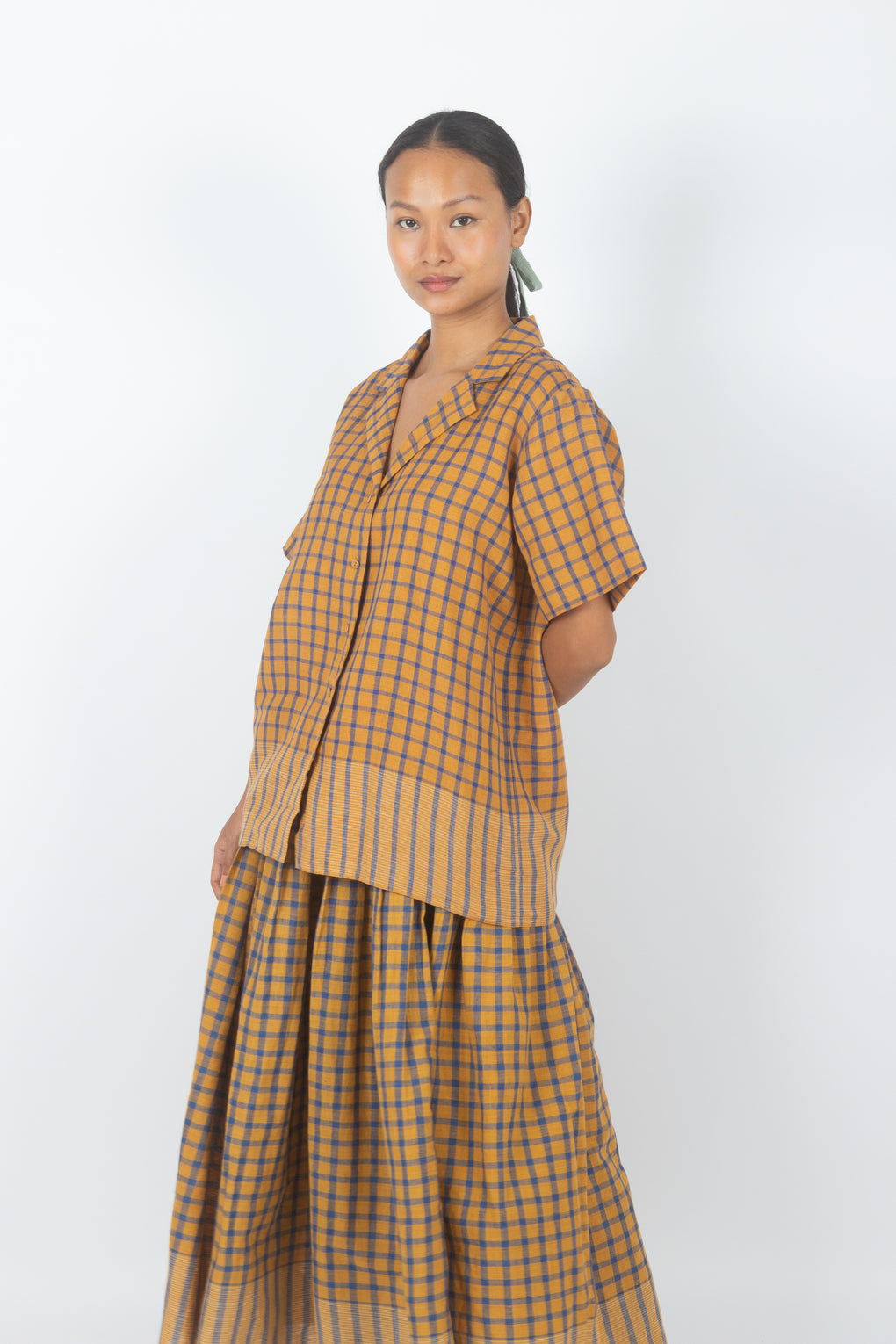 Benagil - Handwoven cotton Linen Checkered Shirt & Skirt