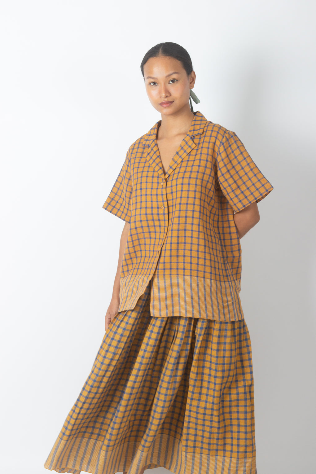 Benagil - Handwoven cotton Linen Checkered Shirt & Skirt