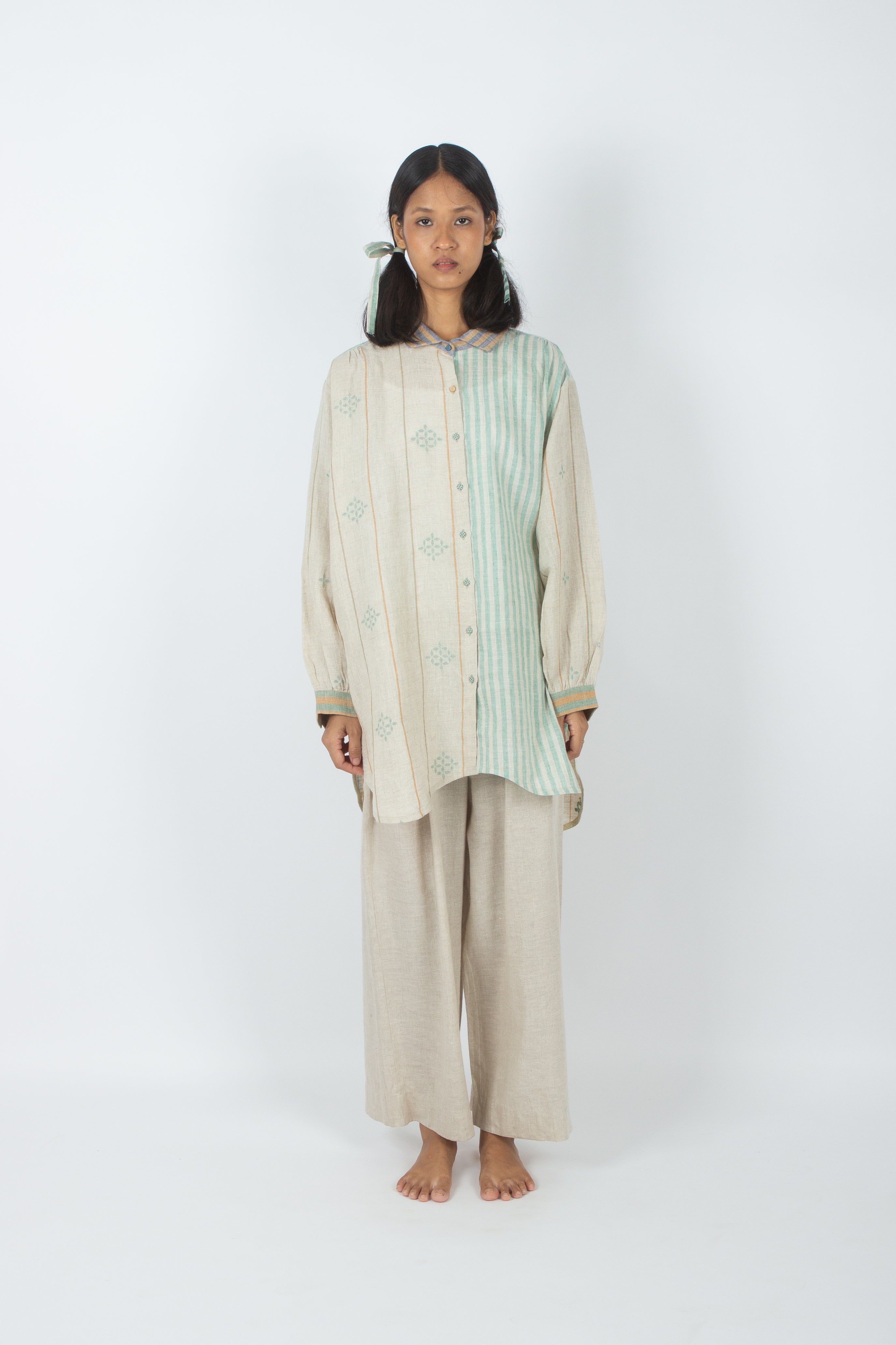 Lipite - Handloom Natural Cotton Linen Jamdani Shirt – Karnam