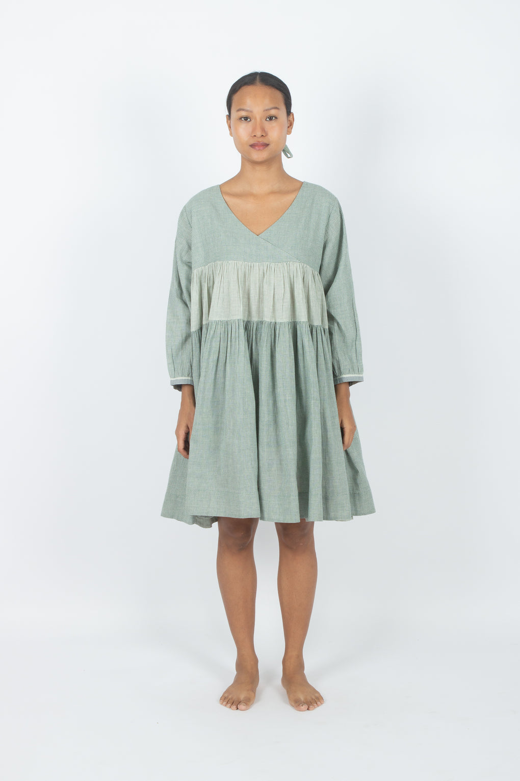 Hyams - Vestido tejido a mano Angrakha verde mar