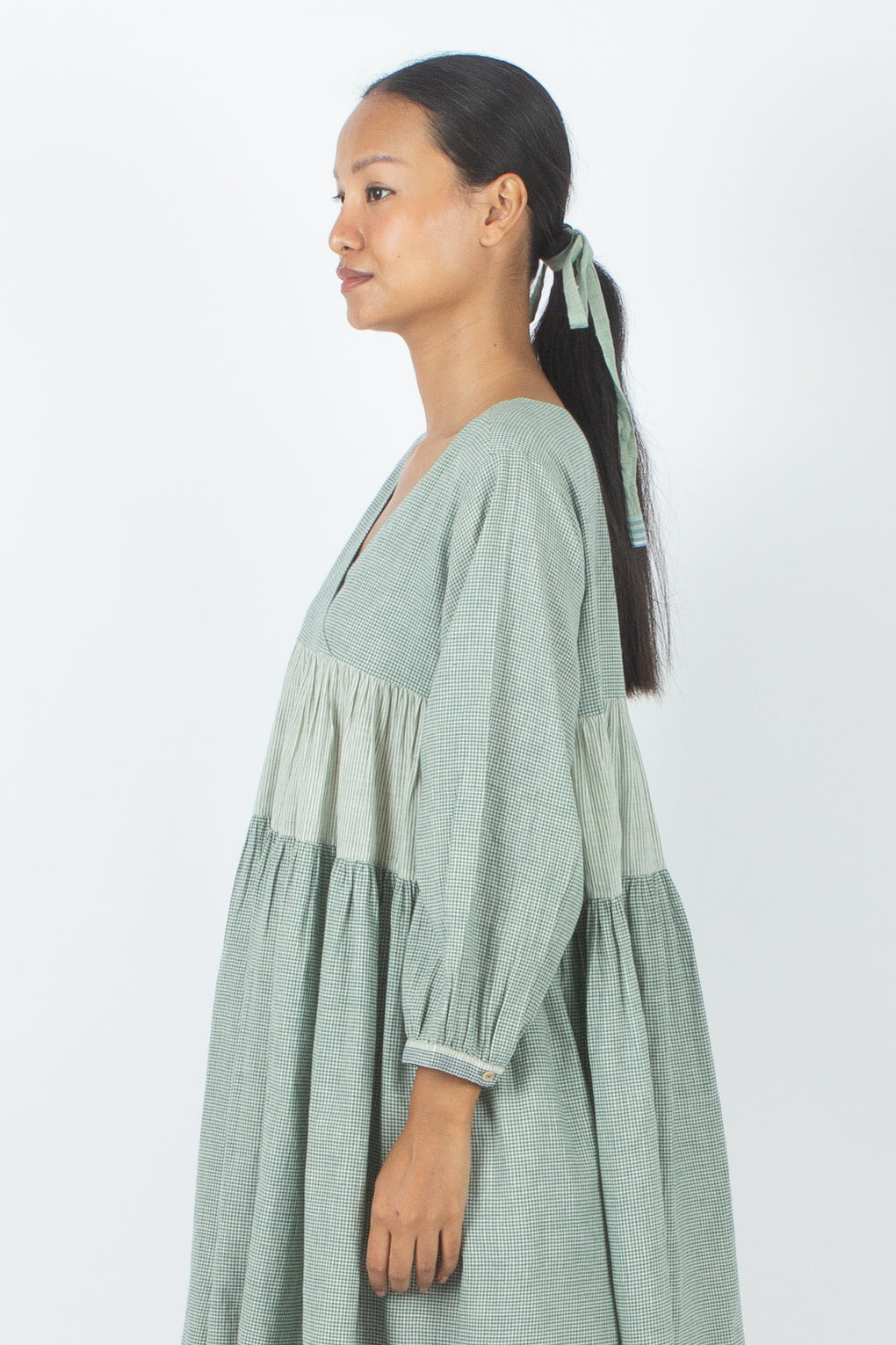 Hyams - Vestido tejido a mano Angrakha verde mar