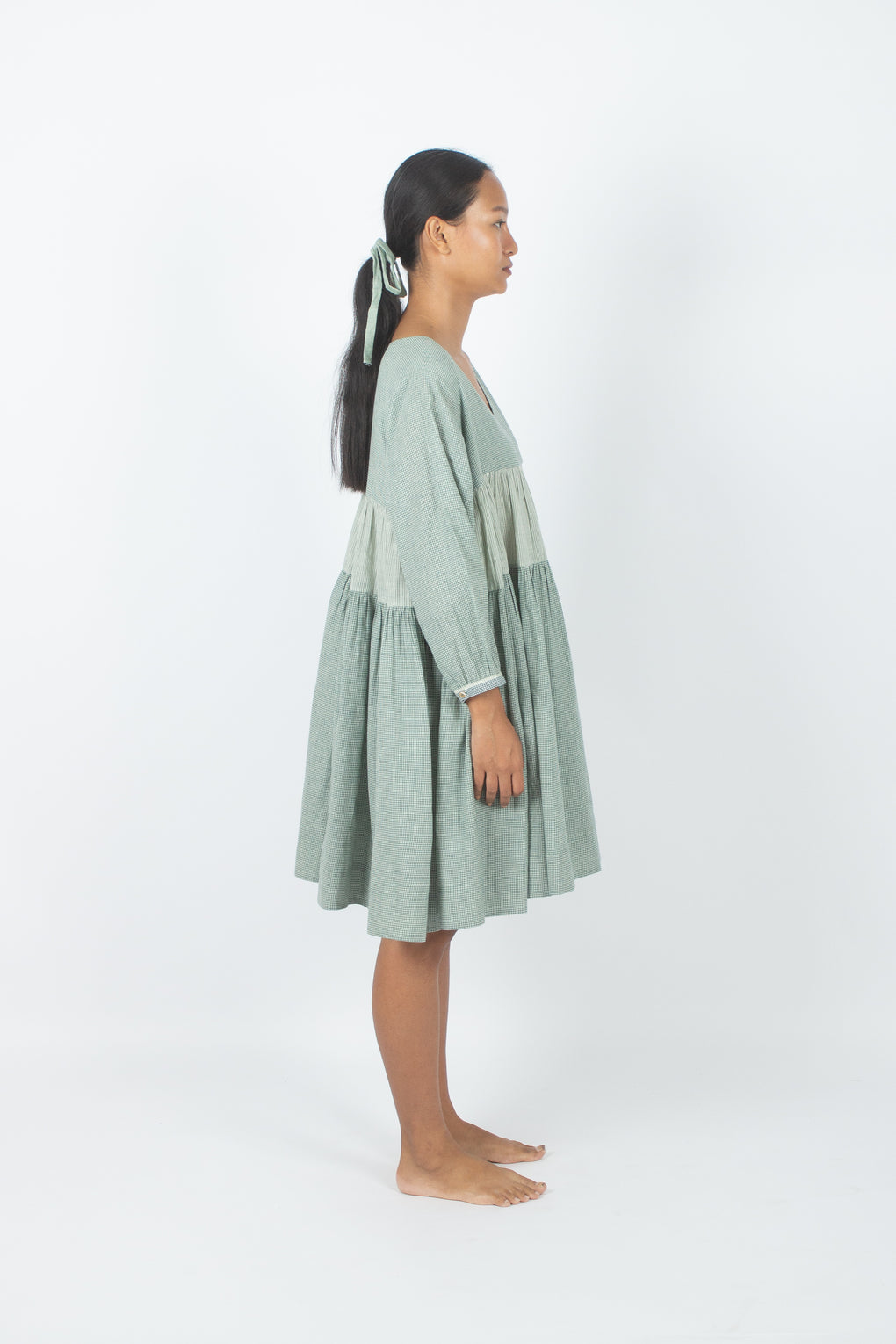 Hyams - Vestido tejido a mano Angrakha verde mar