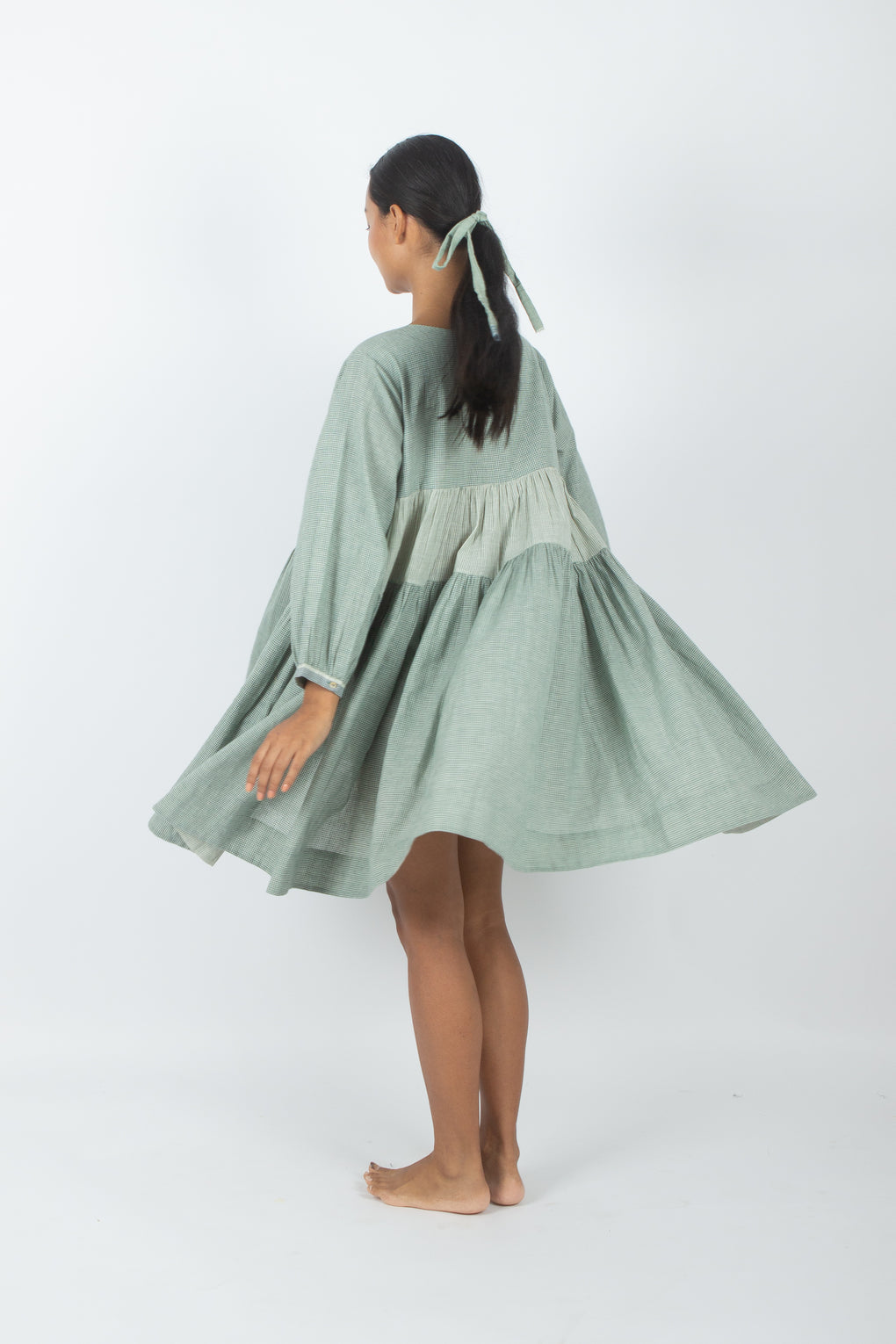 Hyams - Vestido tejido a mano Angrakha verde mar