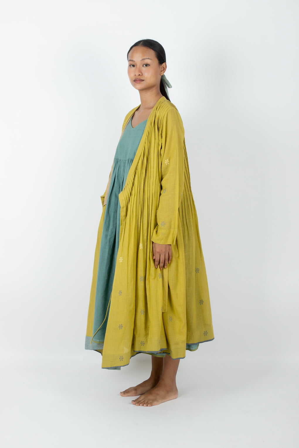 Arugam - Pleated wrap around Handloom shrug dress