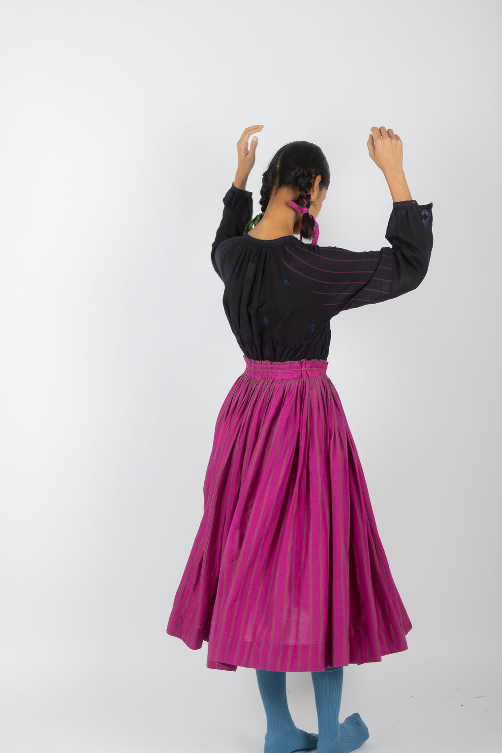 Jamdani eco-friendly Pink skirt flair colorful detailing