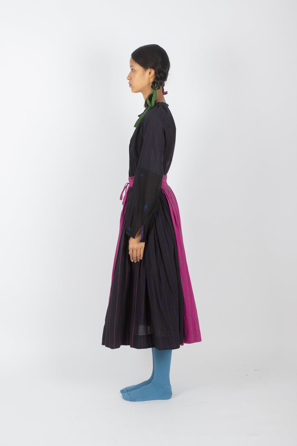 Jamdani eco-friendly black shirt top with skirt
