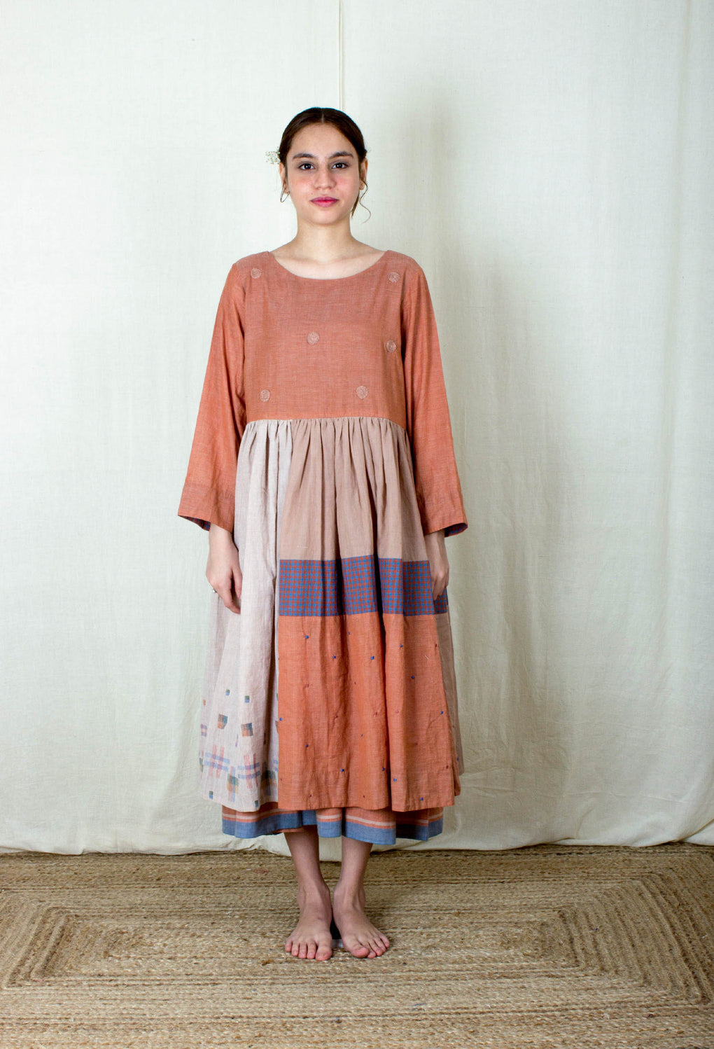Sorin- Mix Match Embroidered Dress With Sleeveless Selvedge Slip - Karnam