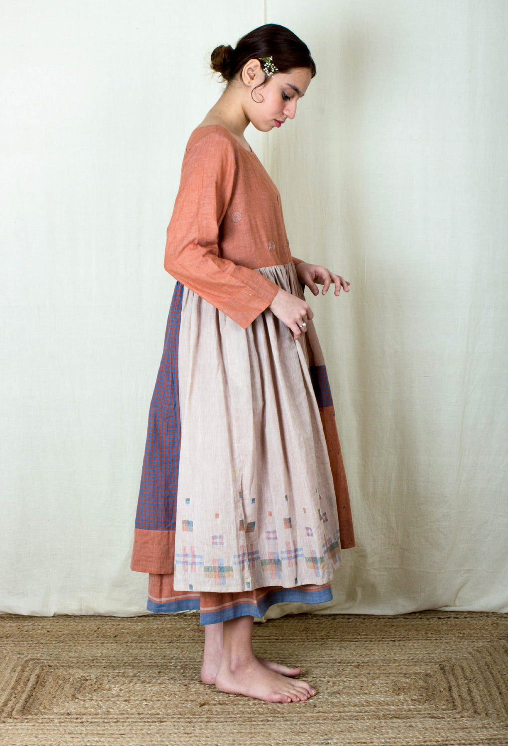 Sorin- Mix Match Embroidered Dress With Sleeveless Selvedge Slip - Karnam