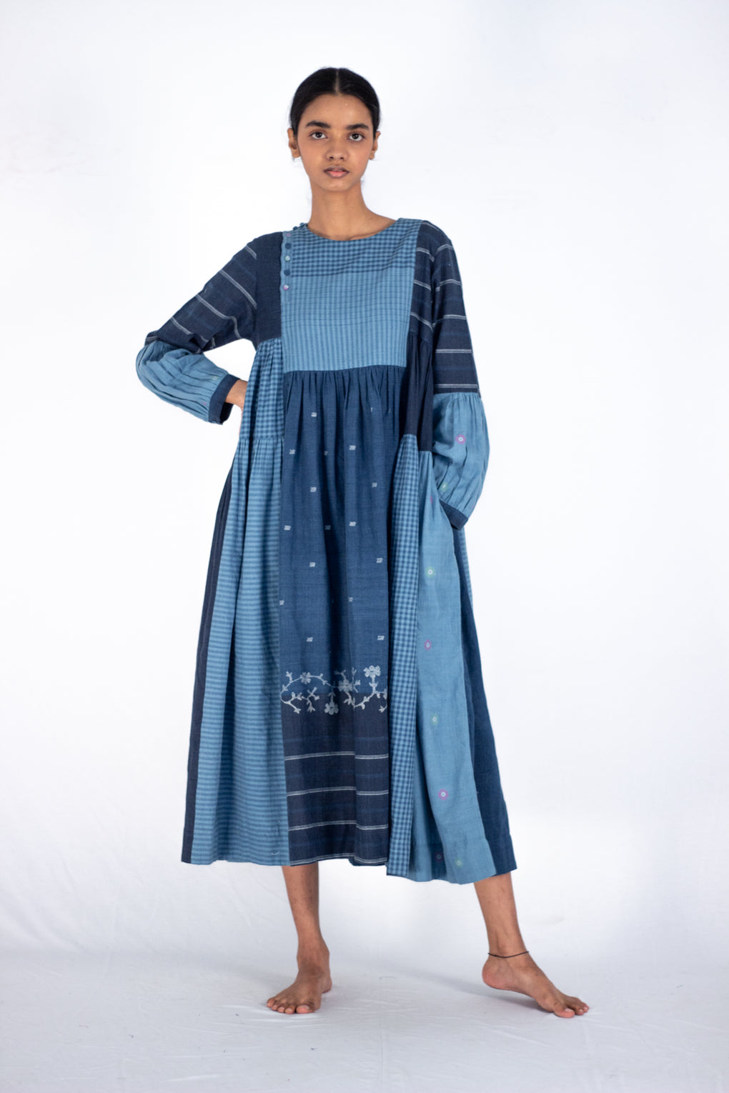 Aizome Mix and match indigo Jamadani dress - Karnam