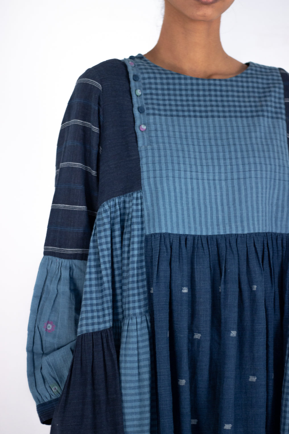 Aizome Mix and match indigo Jamadani dress - Karnam