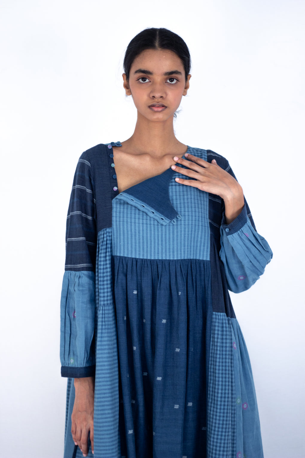 Aizome Mix and match indigo Jamadani dress - Karnam