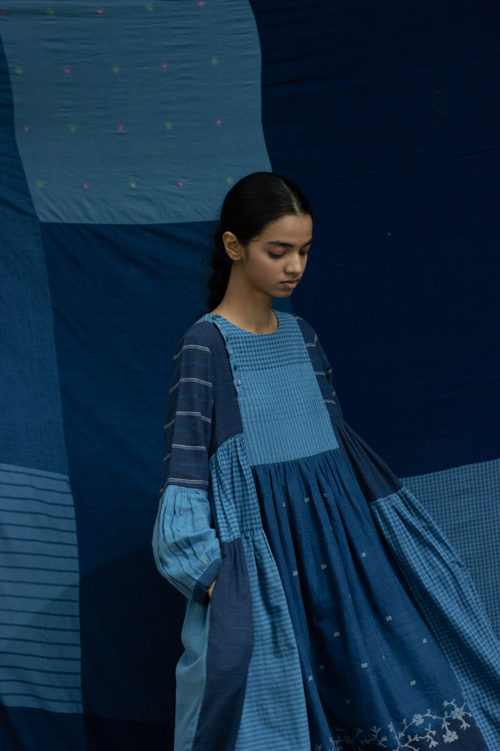 Aizome Mix and match indigo Jamadani dress - Karnam