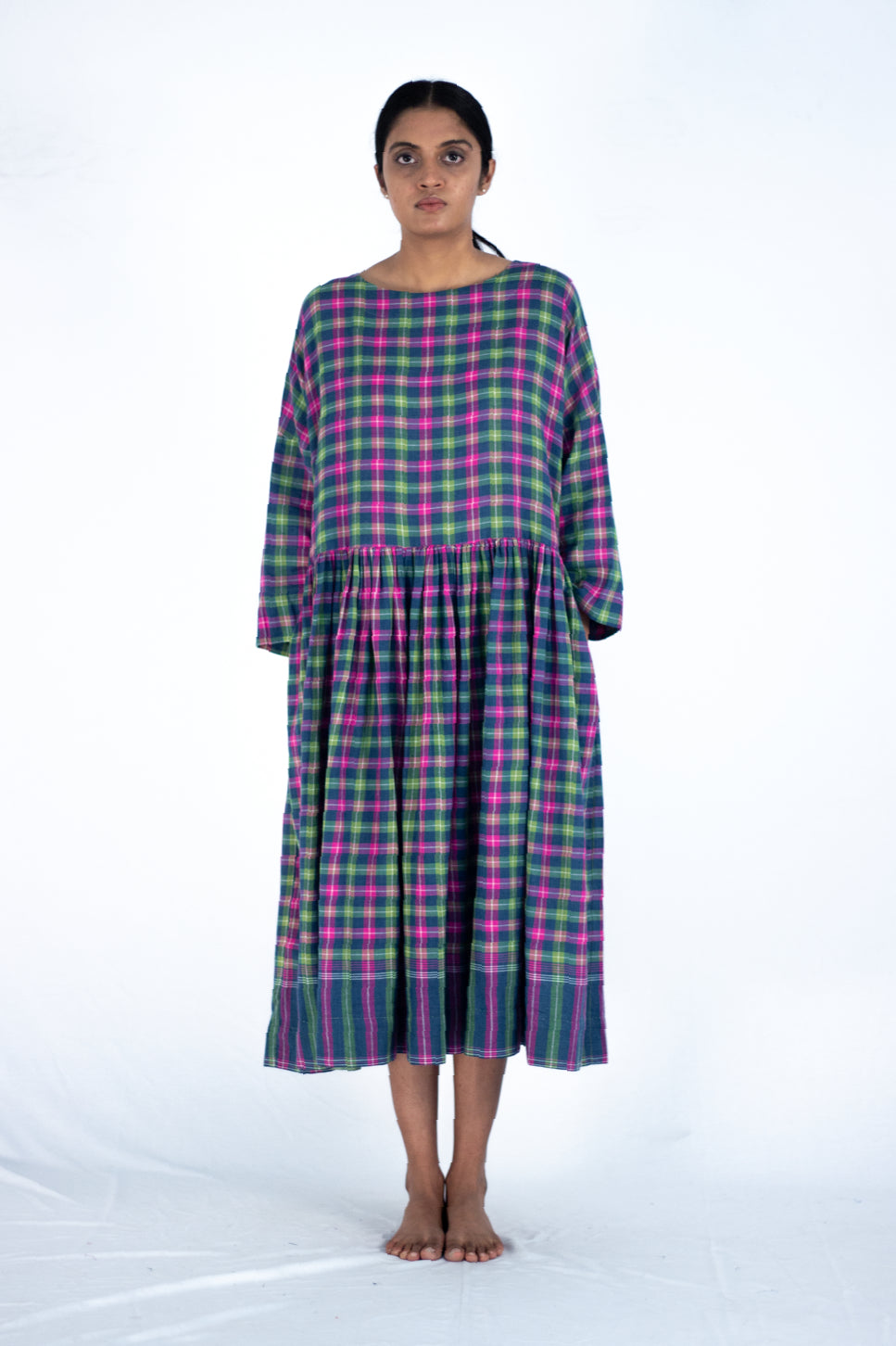 Babiana - checkered Indigo dress - Karnam