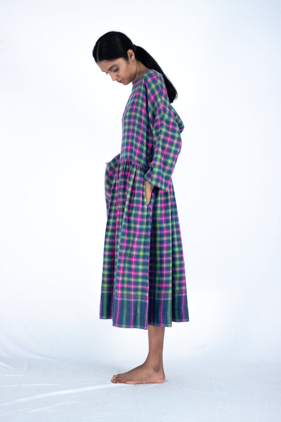 Babiana - checkered Indigo dress - Karnam